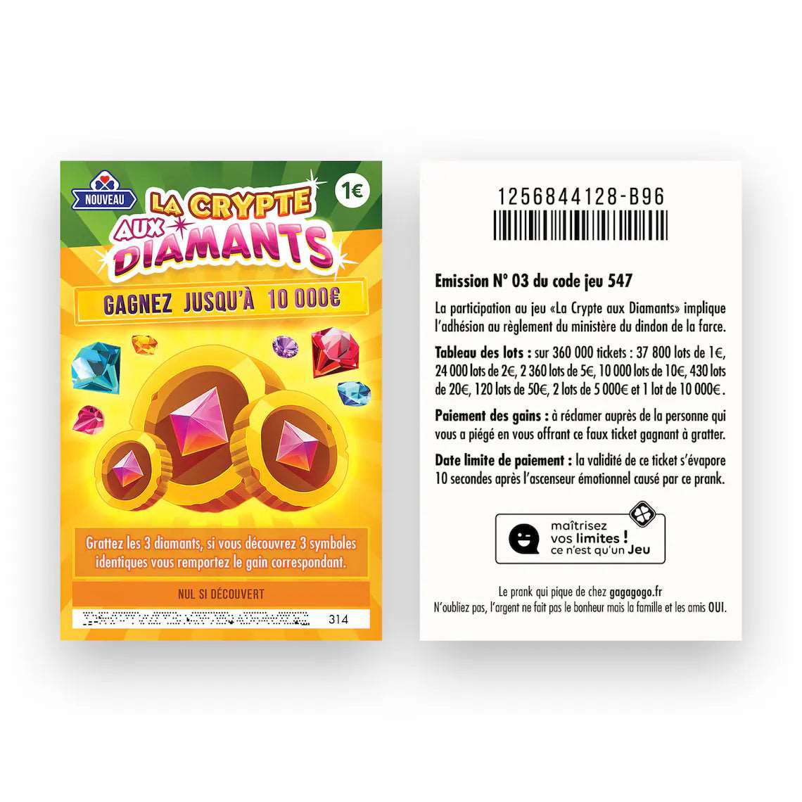 Faux Ticket Gagnant à Gratter (pack de 3)