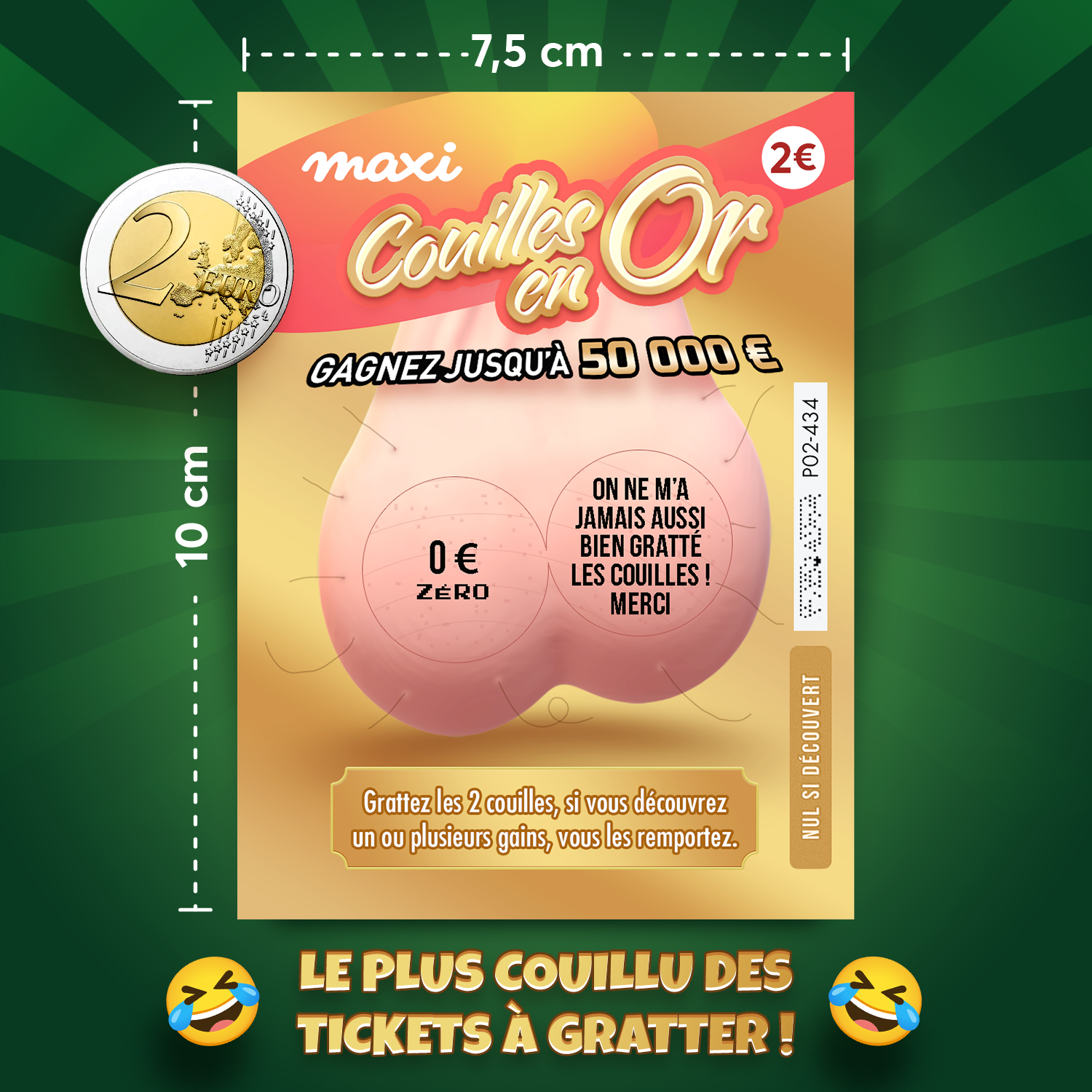 Faux ticket à gratter Couilles en or
