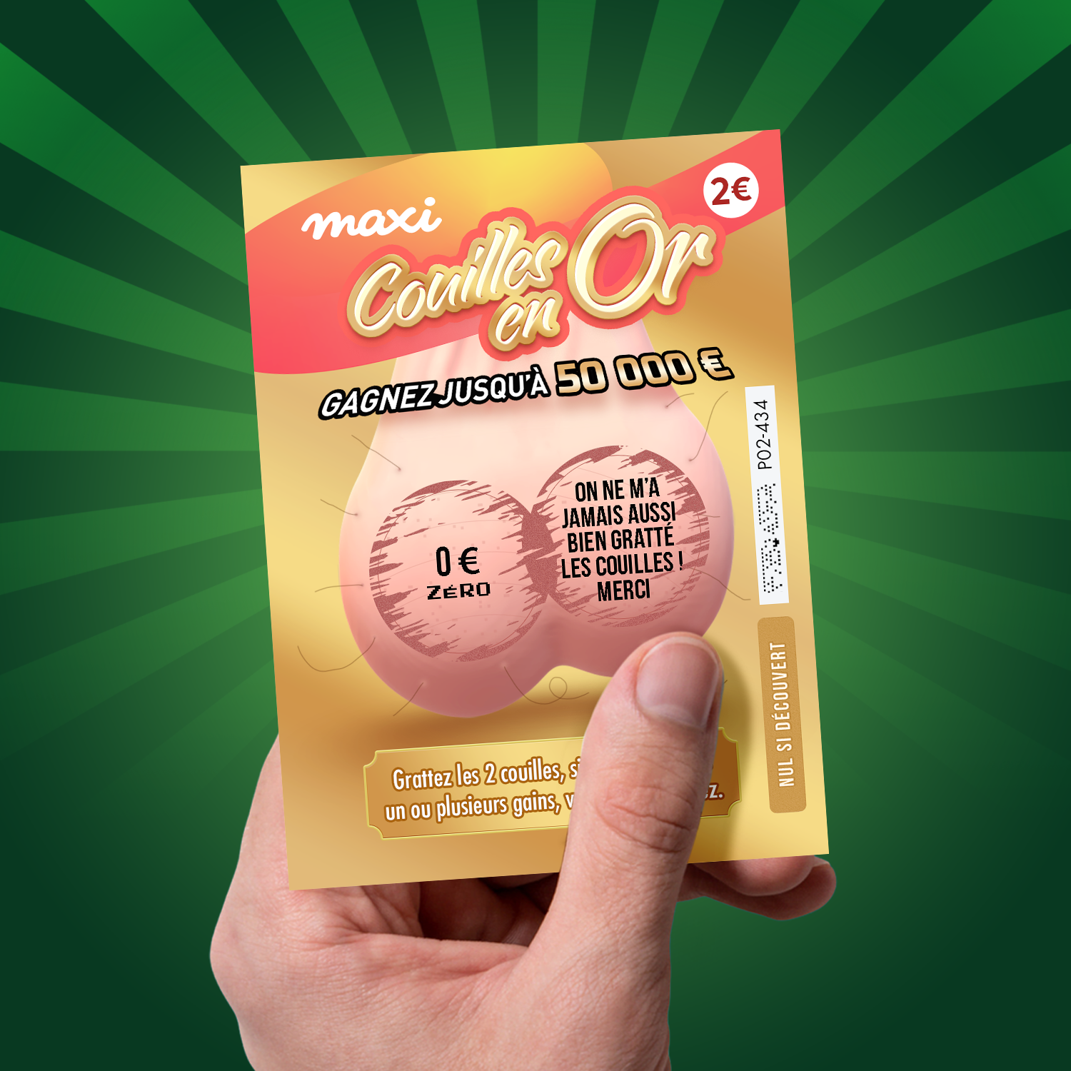 Faux ticket à gratter Couilles en or