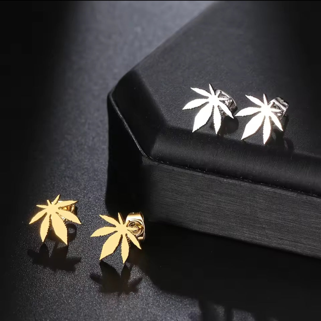 Boucles d'oreilles feuille de cannabis