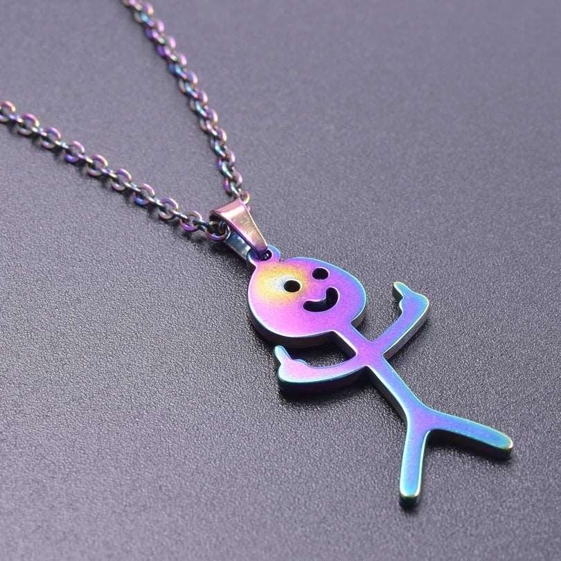 Collier Pendentif Stickman Doigt d'honneur couleur essence