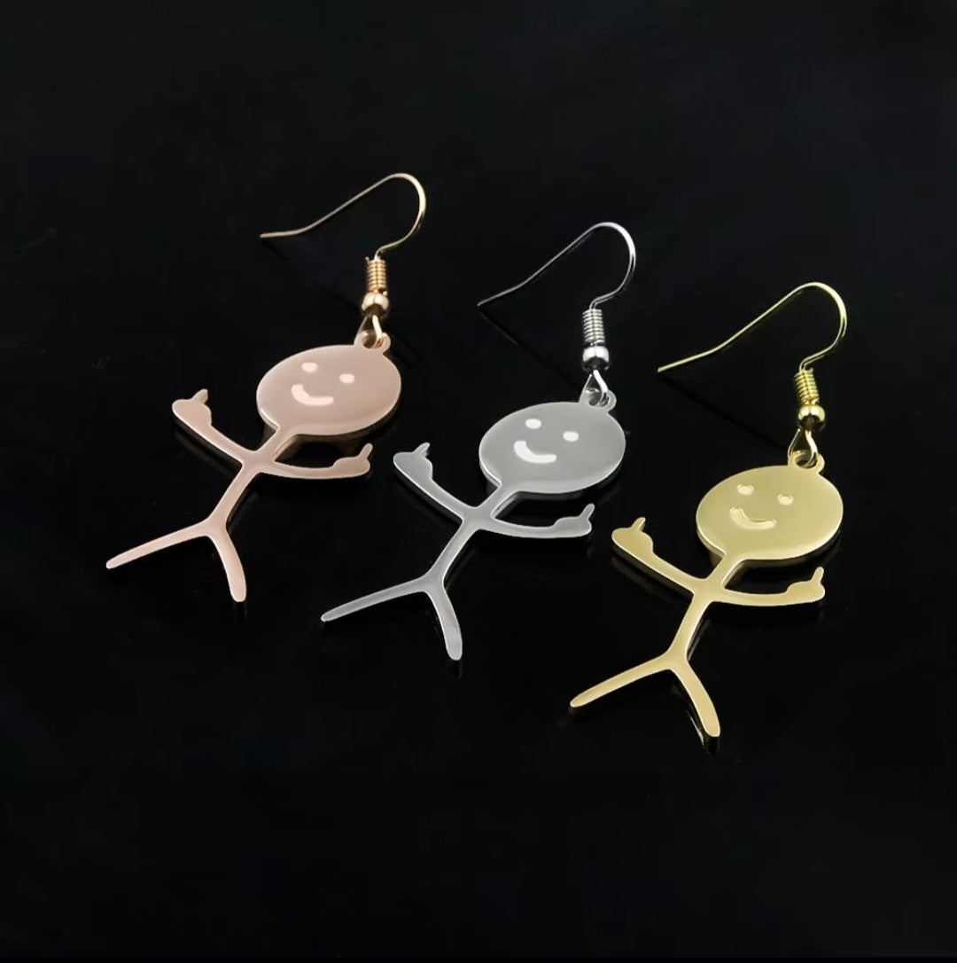 Stickman Middle Finger Dangle Earrings