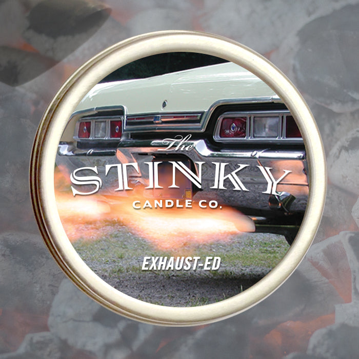 Bougie senteur gaz d'échappement
