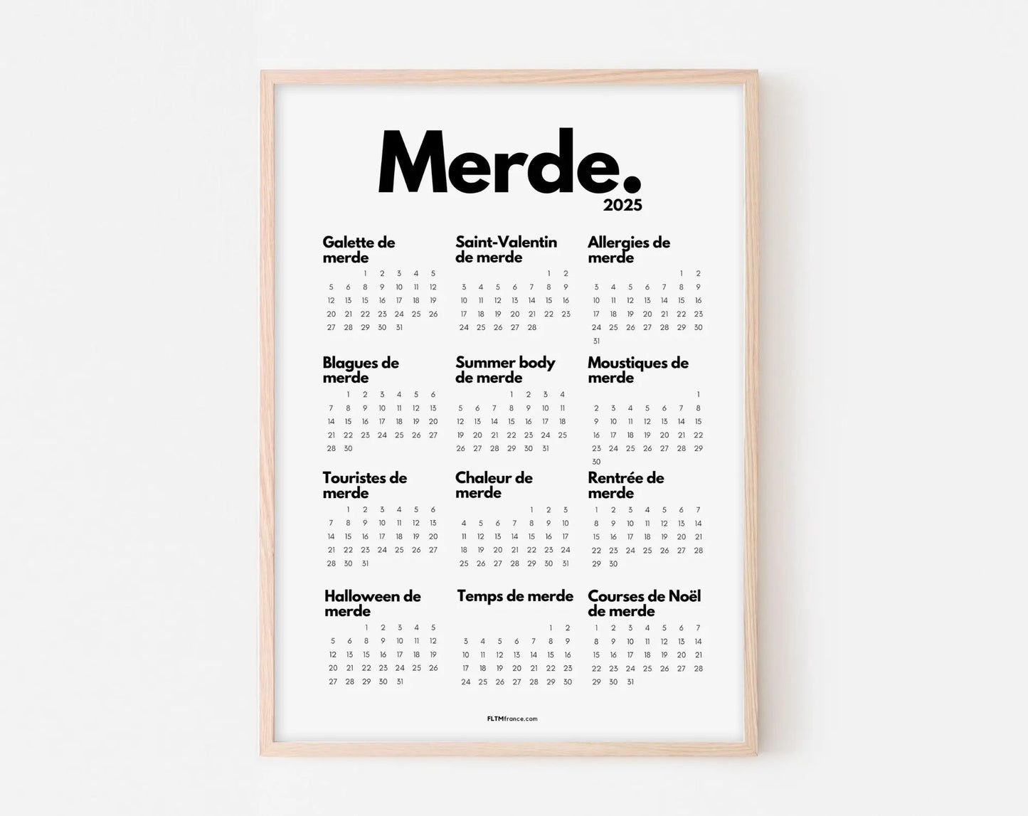 Shit Calendar 2025 to print