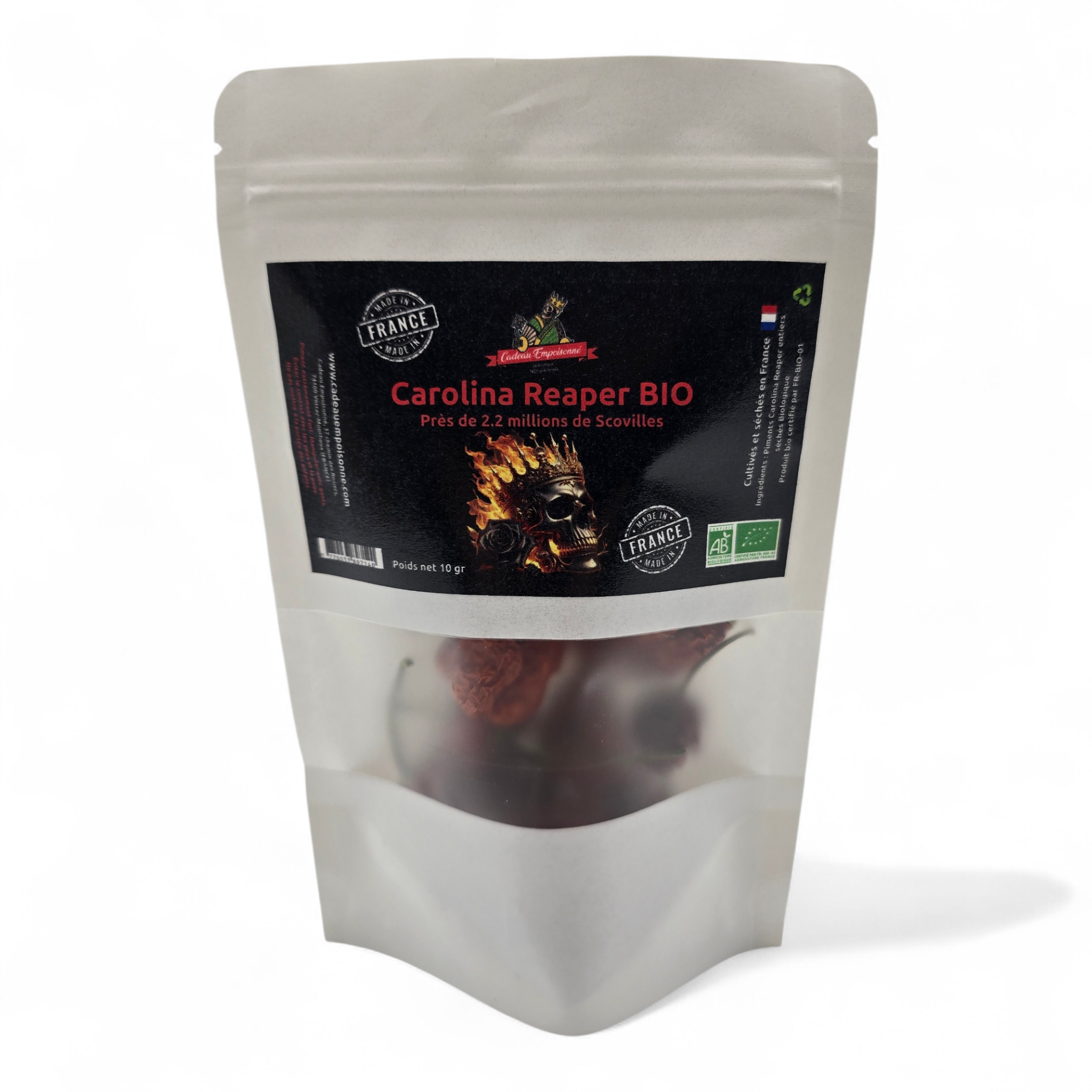 Piments Carolina Reaper séchés BIO, made in France