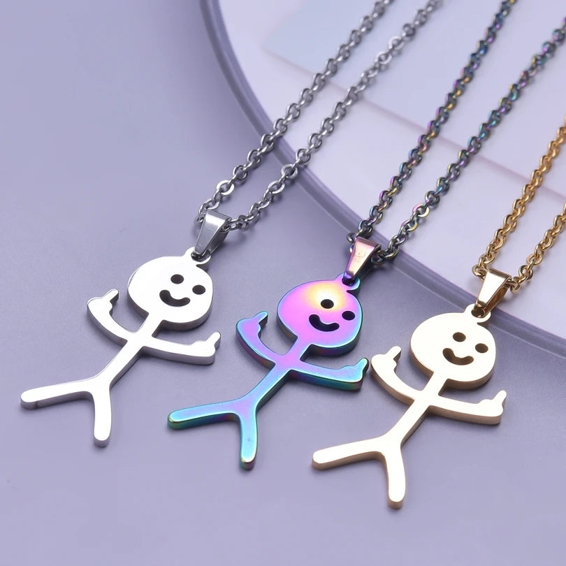 Collier Pendentif Stickman Doigt d'honneur couleur essence