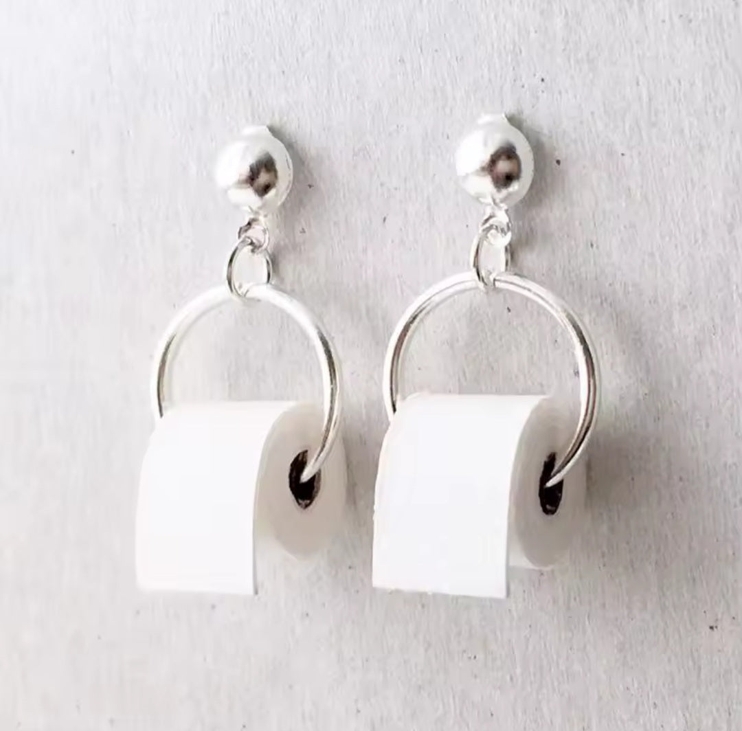 Boucles d'oreilles rouleaux de papier toilette