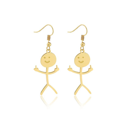 Boucles d'oreilles pendantes Stickman doigt d'honneur