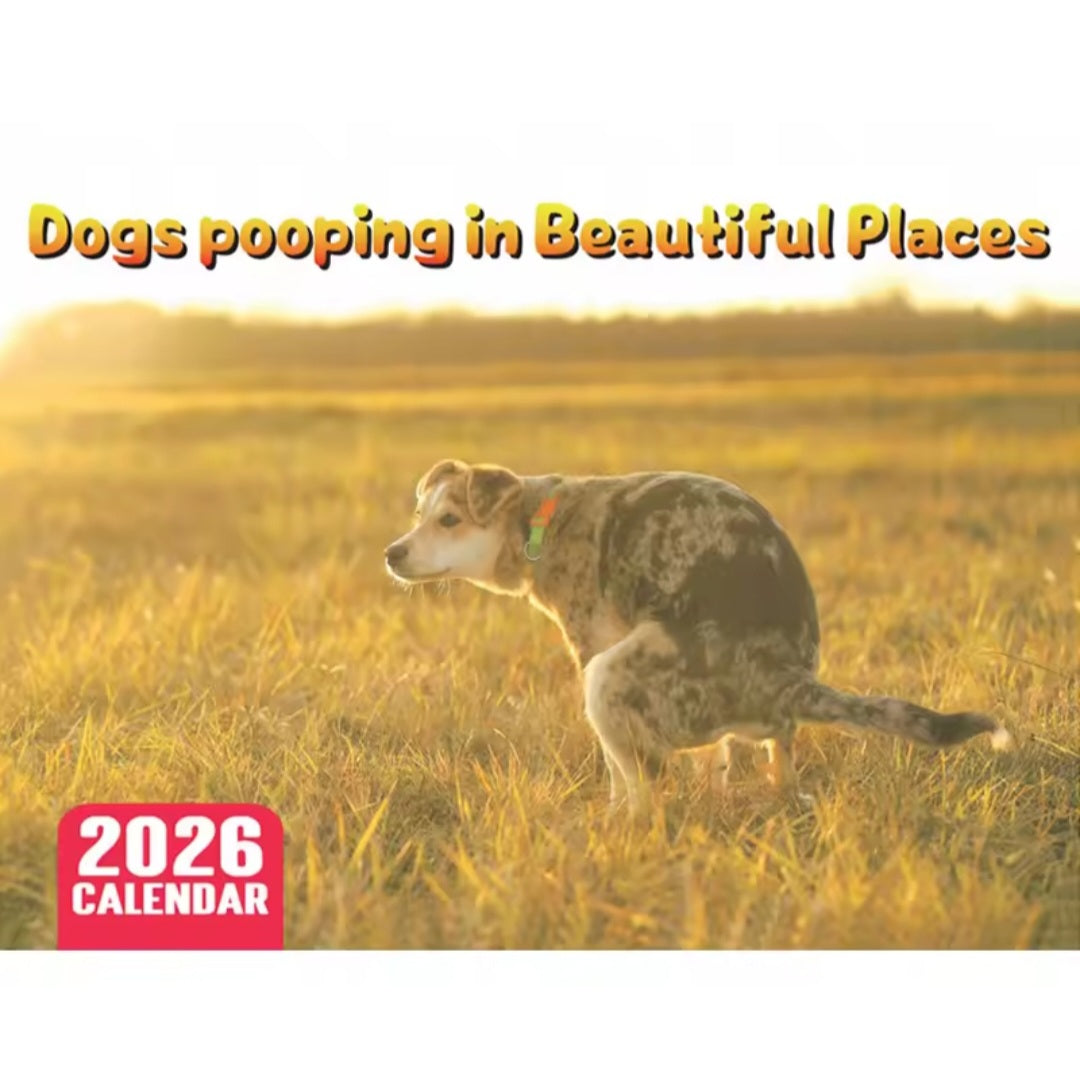Calendar of dogs pooping in beautiful places