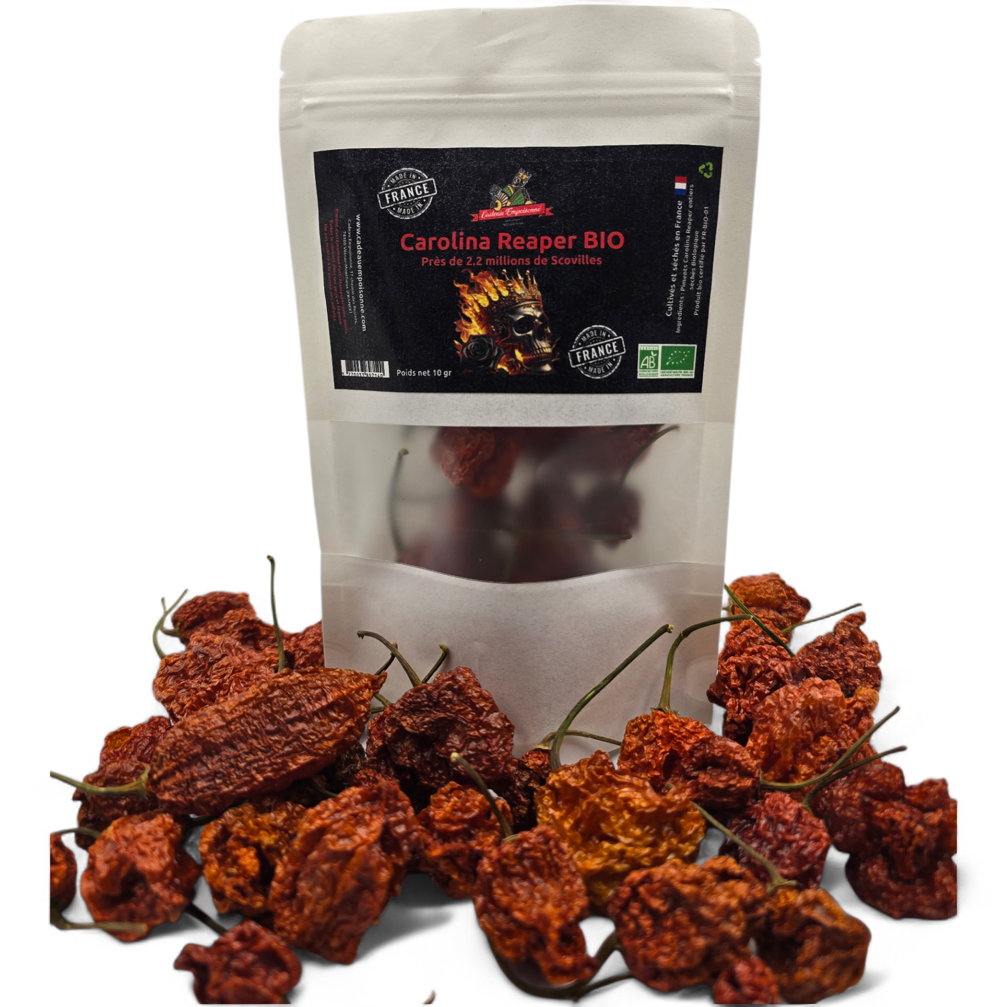 Piments Carolina Reaper séchés BIO, made in France
