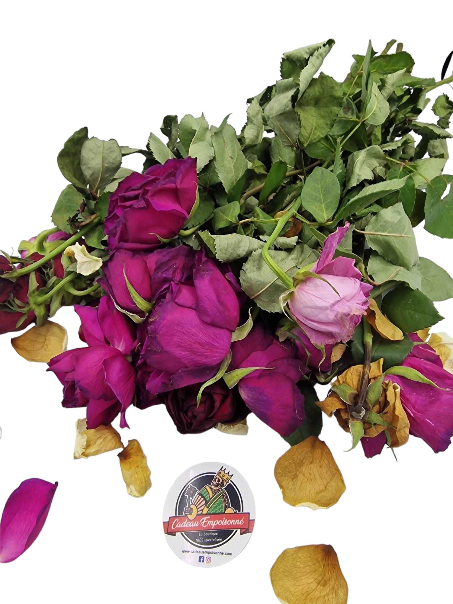 Bouquet de roses fanées de différentes couleurs